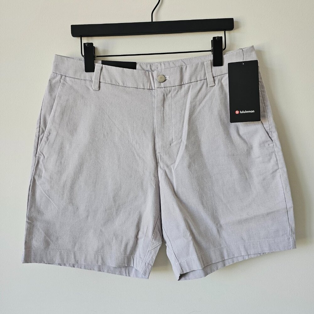 SOLD! NWT LULULEMON WHT/BLK Light Grey Commission Shorts Classic 7" Men's 34